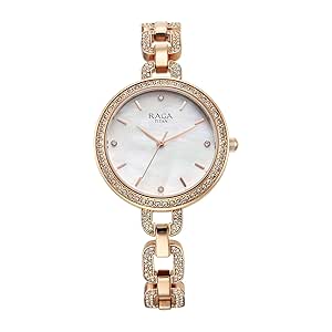 Titan Raga Showstopper Quartz Analog Mother of Pearl Dial Metal Strap Watch for Women-NS95272WM01