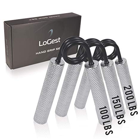 Logest Metal Hand Grip Set, No Slip Heavy-Duty Finger Strengthener with Gift Box, Great Wrist & Forearm Exercise, for Home Office & Gym Use, for Beginners to Professionals