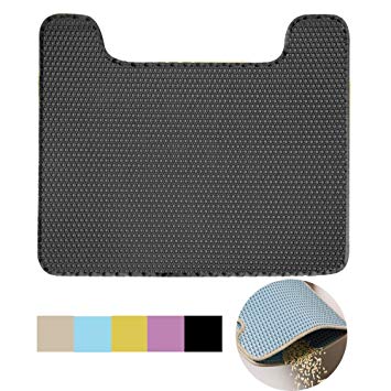 Lovinouse Cat Litter Mat, 21 x 17 Inch, Honeycomb Double-Layer Water Urine Proof EVA Litter Trapper, Easy to Clean, Non-Slip Mat for Floor, Carpet, U-Shaped