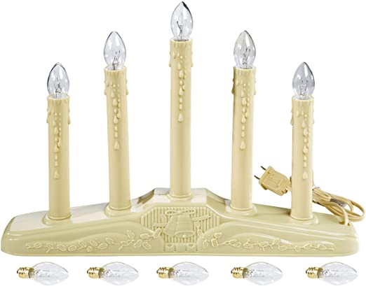 Holiday Joy - 5 Light Candle Candoliers Extra Bulbs - Great Electric Window Candle Lamp (5 Lights)