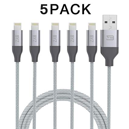 Lightning Cable,iPhone Charger 6ft Phone Charger USB Syncing & Charging Cord Compatible with iPhone Xs/Xs/max/X / 8/7 / 7 Plus / 6s / 6s Plus / 6/6 Plus, Pad 2/3 / 4 Mini, Pad Pro Air, Pod - 5 Pack