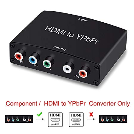 HDMI to YPbPr Converter, AOKEN 1080P HDMI to Video Adapter HDMI to 5RCA RGB YPbPr Converter for PS3, PS4, Blu-ray Player, DVD, Xbox, Notebook, Black