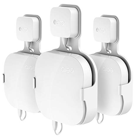 Wall Mount Holder for eero Home WiFi, The Simplest Wall Mount Holder Stand Bracket for eero Pro WiFi System Router No Messy Screws! (White(3 Pack))