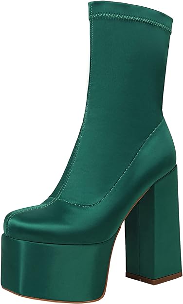 vivianly Women Platform Boots Chunky High Heel Ankle Booties Square Toe Mid-Calf Boots…