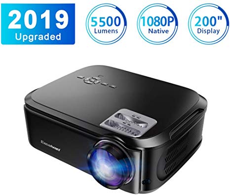 Projector 5500 Lumen 1080P Native 24W LED Bulb 20000 Hours/AV\VGA\USB\HDMI\YPbPr Projector HD Resolution 19201080 HD Display for Home Travel Compatible with TV Box PC Mobile Phone