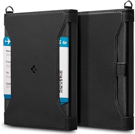 Spigen Passport Card Holder Passport Wallet Travel Documents Organizer Protector Passport Holder Travel Accessories with RFID Blocking Technology SIM Card Pin Included - Black