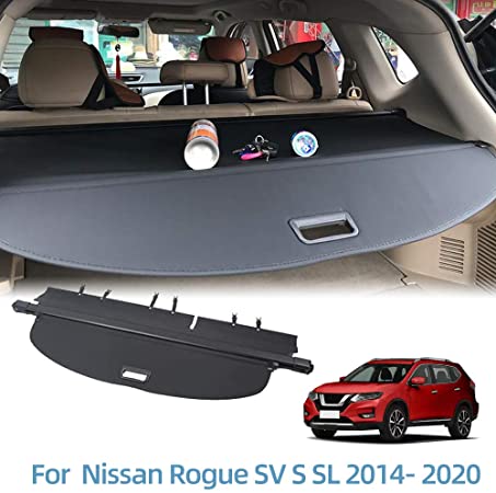 Vesul Retractable Rear Trunk Cargo Cover Fit for Nissan Rogue SV S SL 2014-2019 2020 Security Shade Shield Tonneau Cover Anti-Peeping Luggage Privacy Screen with Extra Canvas Cover