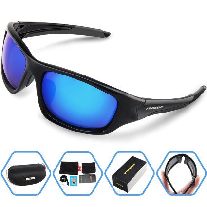 Torege Polarized Sports Sunglasses For Cycling Running Fishing Golf TR90 Unbreakable Frame TR011