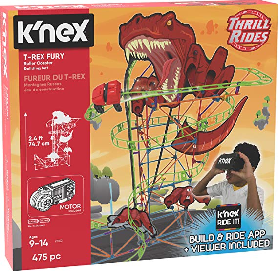 K'NEX Thrill Rides T-Rex Fury Roller Coaster Building Set With K'NEX Ride It! App