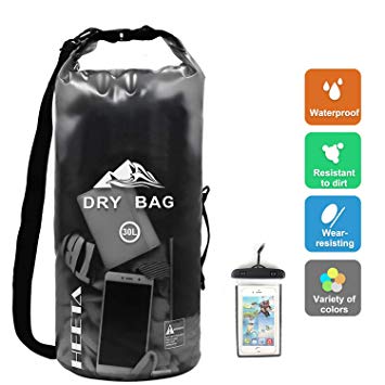 HEETA Waterproof Dry Bag for Women Men, 5L/ 10L/ 20L/ 30L Roll Top Lightweight Dry Storage Bag Backpack with Phone Case for Travel, Swimming, Boating, Kayaking, Camping and Beach, 9 Colors
