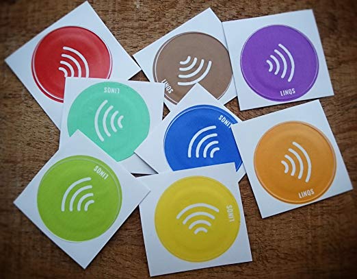 LINQS® Waterproof NFC Tag Stickers (Set of 8) | for All Phones | NXP NTAG213 chip | Material Colors, Waterproof, Strong Adhesive