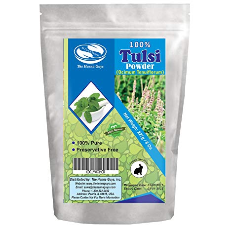 227 Grams / 0.5 LB / 08 Oz Tulsi Powder/Holy Basil Powder (Ocimum Sanctum) 100% Pure & natural. Food grade hair conditioning and supplements