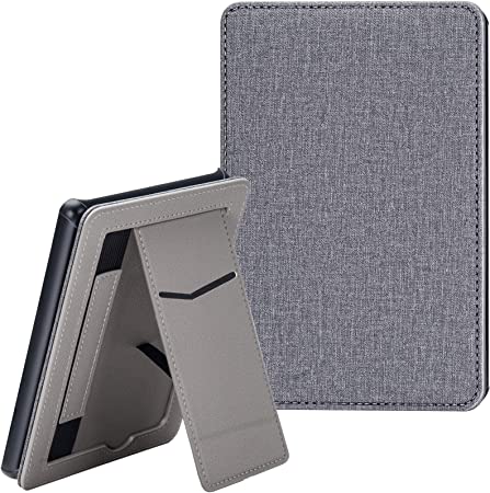 Topmade Kindle Case with Stand Fits All-New Kindle 10th Gen 2019 Release(Not Fit Kindle Paperwhite),Premium PU Leather Sleeve Cover with Card Slot and Hand Strap, Auto Wake/Sleep(Gray)