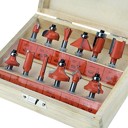 KSEIBI 103119 1/4 Inch Shank Tungsten Carbide Router Bit Set Woodworking (12Pack)