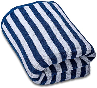 SEMAXE Striped Bath Towel Premium Bathroom Towel Highly Absorbent (Blue and White,1 Bath Towel,600 GSM)