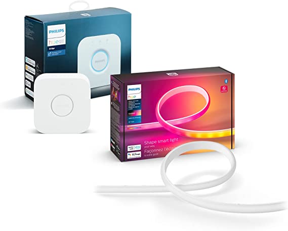 Philips Hue Bluetooth Gradient Ambiance Smart Lightstrip Starter Kit (6ft Base Kit   Hue Hub), White