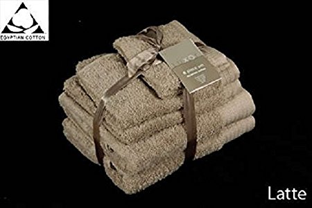 LATTE 650gsm 6pc Prestige 'Luxor' Egyptian Cotton Towel Bale Bundle Gift Set