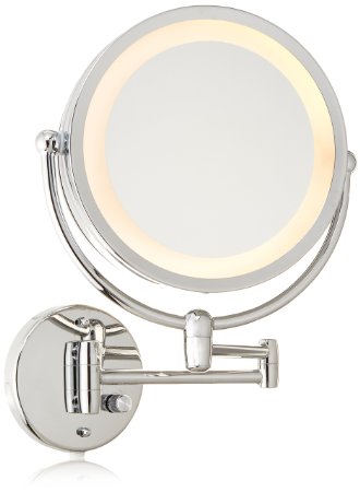 Danielle Revolving Wall-Mounted Lighted Mirror, Chrome, 10X