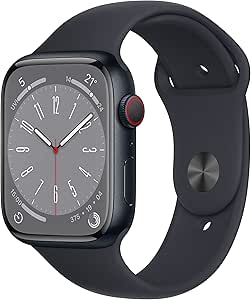 Apple Watch Series 8 (GPS   Cellular 45mm) Coque en Alluminium Minuit avec Bracelet de Minuit,Taille Unique (Reconditionné)