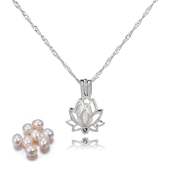 Pearl Necklace Lotus Pendant Locket Pearl Necklaces Pearls in Oyster Kit Set Women Wish Gift