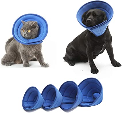 KnocKconK Breathable Mesh Elizabethan Collar, Blue Soft Comfy Adjustable E-Collar, Quicker Healing Pet Recovery Cone, Soft Edges, for Small Medium Dog, Cat