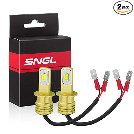 SNGL H3 LED Fog Light Bulb 6000k Xenon White Extremely Bright High Power H3 LED Bulbs for DRL or Fog Light Lamp Replacement