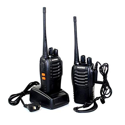 Walkie Talkies Rechargeable Long Range for Adults, UHF FRS/GMRS Two Way Radio Work in Voice Control and Alarm with Earpiece 16 Channels Li-ion Battery and Charger(Pack of 2)