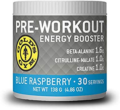 Gold's Gym Pre-Workout Blue Raspberry Energy Powder - Helps to Increase Energy to Maximize Your Workout - 30 Servings (4.9 oz)