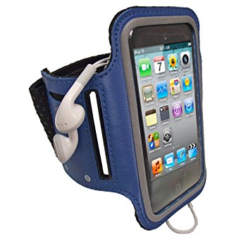 iGadgitz Blue Reflective Anti-Slip Neoprene Sports Gym Jogging Armband for Apple iPod Touch 2nd, 3rd & 4th Generation 8gb, 16gb, 32gb & 64gb