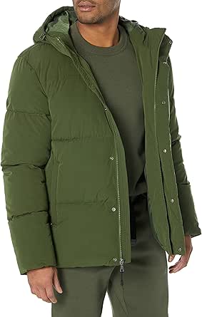 Amazon Essentials Men's Mid-Length Hooded Puffer Coat (Available in Big & Tall)