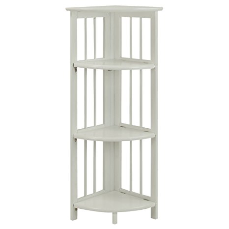 Casual Home 315-11 4-Shelf Corner Folding Bookcase, White