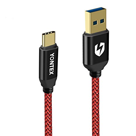 USB Type C Cable, USB 3.0 Fast Charging Cord for Samsung Galaxy S9 S8 Plus, Note 8, LG V30 V20 G5 G6, Google Pixel 2, Nintendo Switch, MacBook and More by YONTEX (1M Red)