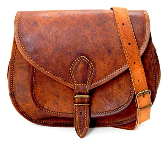 Firu-Handmade Women Vintage Style Brown Leather Crossbody Handmade Shoulder Bag
