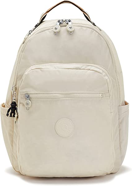 Kipling Women's Seoul 15" Laptop Backpack, Durable, Roomy with Padded Shoulder Straps, School Bag, Light Sand, One Size