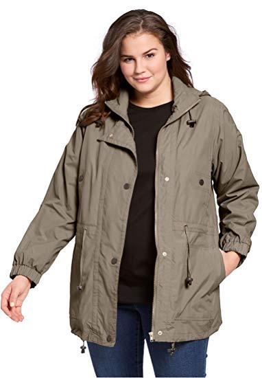 Woman Within Plus Size Weather-Resistant Taslon Anorak