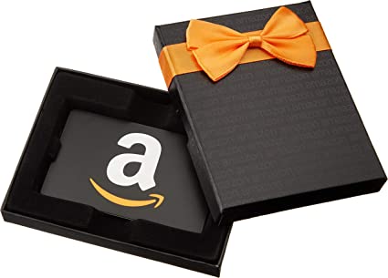 Amazon.com Gift Card in a Black Gift Box ("A" Smile Card Design)
