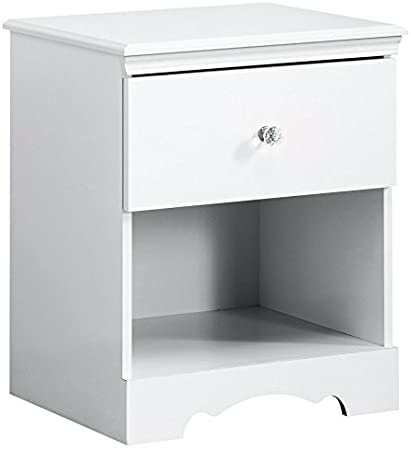 South Shore Furniture 3550062 Crystal 1-Drawer Nightstand, Pure White