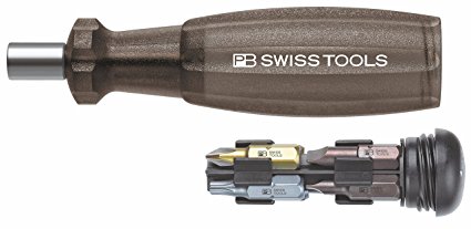 PB Swiss Tools Insider 1 - Universal 1/4" bit holder with 10 PrecisionBits in the handle - Black