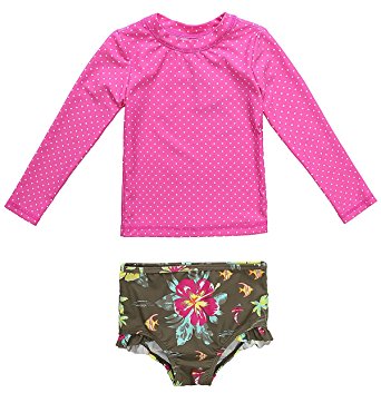 Attraco Baby Girls One Piece Skirt Swimsuit Toddler Swimwear Polka Dot Ruffle