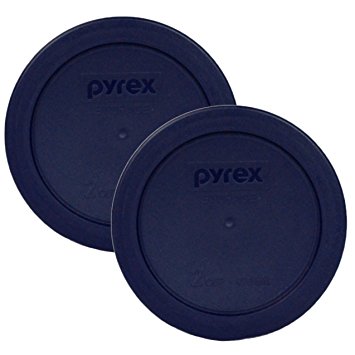 Pyrex Blue 2 Cup Round Storage Cover #7200-PC for Glass Bowls 2-Pack