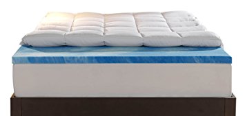 Sleep Innovations 4-Inch Dual Layer Mattress Topper - Gel Memory Foam and Plush Fiber. 10-year limited warranty. Queen Size