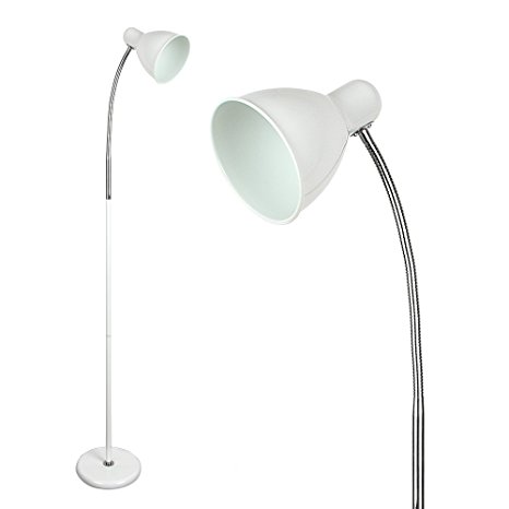 Modern Gloss White Adjustable Reading/Craft Floor Lamp