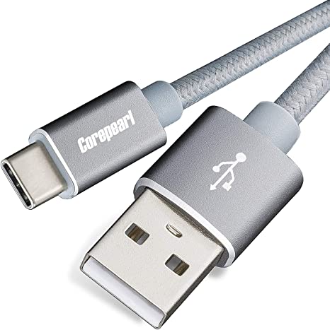 Corepearl USB C Cable 3A Fast Charging,USB A to Type C Charger Nylon Braided Cord Compatible with Samsung Galaxy S10 S9 S8 Plus Note 10 9 8,Moto Z Z3,LG V50,Other USB C Devices(Gray) (3 FT)
