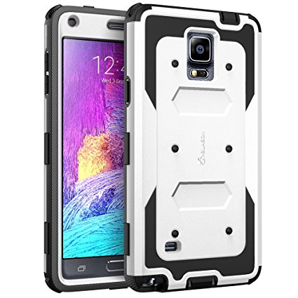 Galaxy Note 4 Case, i-Blason Armorbox Dual Layer Hybrid Full-body Protective Case For Samsung Galaxy Note 4 [SM-N910S / SM-N910C] with Front Cover and Built-in Screen Protector / Impact Resistant Bumpers (White)