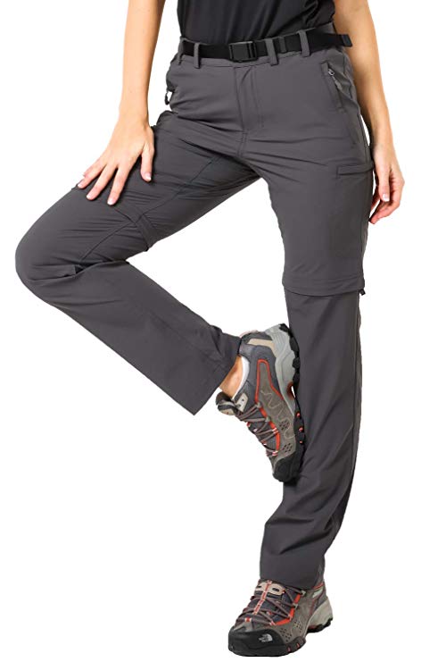 MIER Women's Water-Resistant Convertible Cargo Pants Quick Dry Zip Off Hiking Pants, Lightweight & Stretch, 6 Pockets