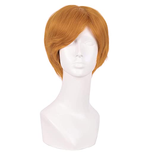 MapofBeauty 10 Inch/25cm Fashion Men Short Curly Hair Cosplay Wig (Golden Orange)