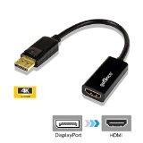 gofanco Gold Plated DisplayPort to HDMI 4Kx2K Resolution Adapter - Black MALE to FEMALE for DisplayPort Enabled Desktops and Laptops to Connect to HDMI Displays