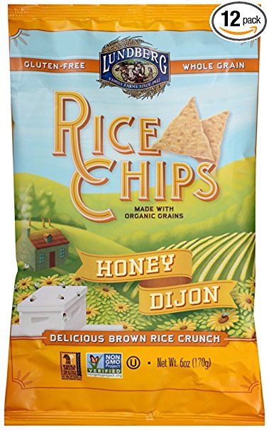 Lundberg Family Farms Rice Chips Made with Organic Grains, Honey Dijon, 6-Ounce Bags (Pack of 12)