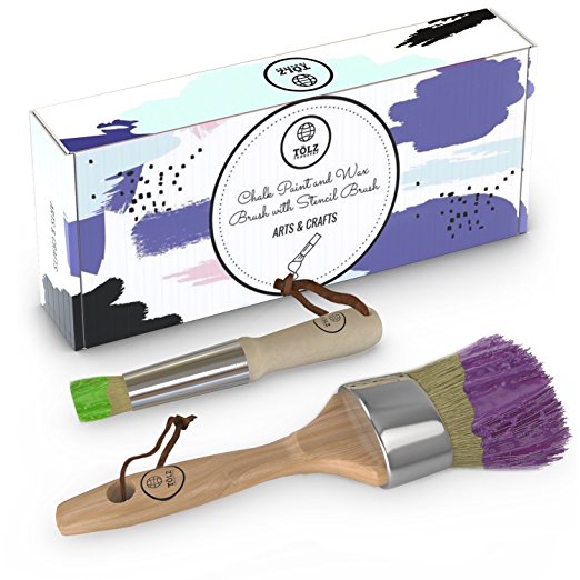 Wax Brush set with Stencil Brush included - Paint Brushes with Natural Boar Bristles for Wax Art