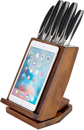 Ozeri OZK5 6-Piece Japanese Knife Block Set with Rotating Knife Block and Tablet Holder, Stainless Steel